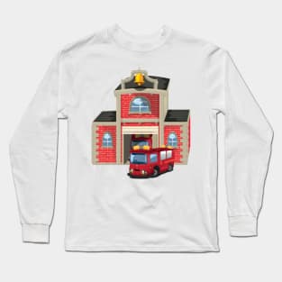 Fire truck and fire house Long Sleeve T-Shirt